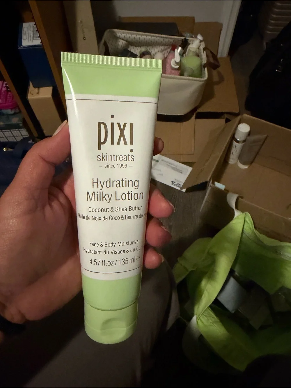 Pixi Hydrating Milky Lotion — Light Green & White Tube